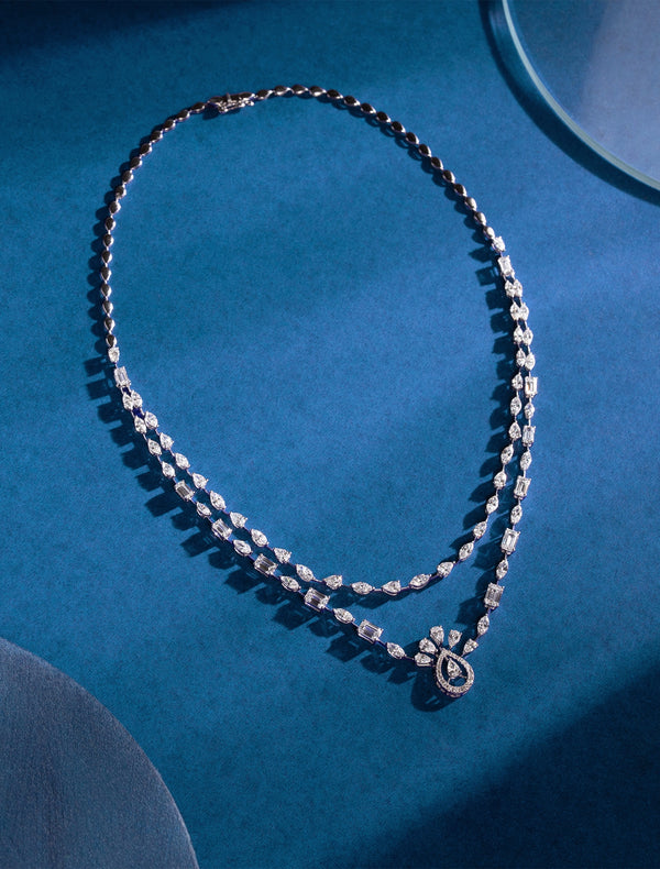 Mixed Fancy Cut Diamond Lariat Drop Necklace