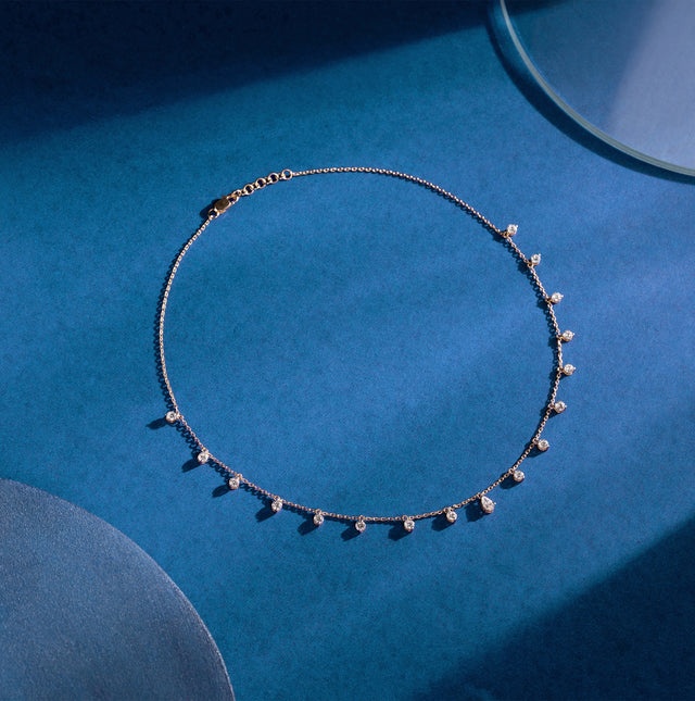 Round Brilliant Scatter Drop Chain Necklace