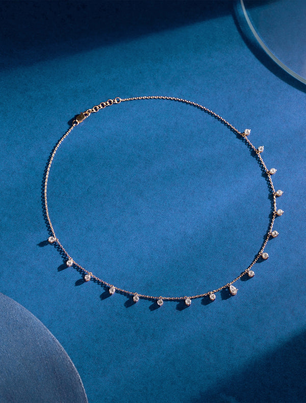 Round Brilliant Scatter Drop Chain Necklace