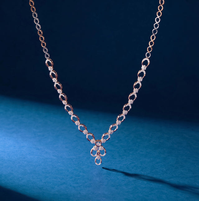 Round Brilliant Open Oval Link Diamond Necklace