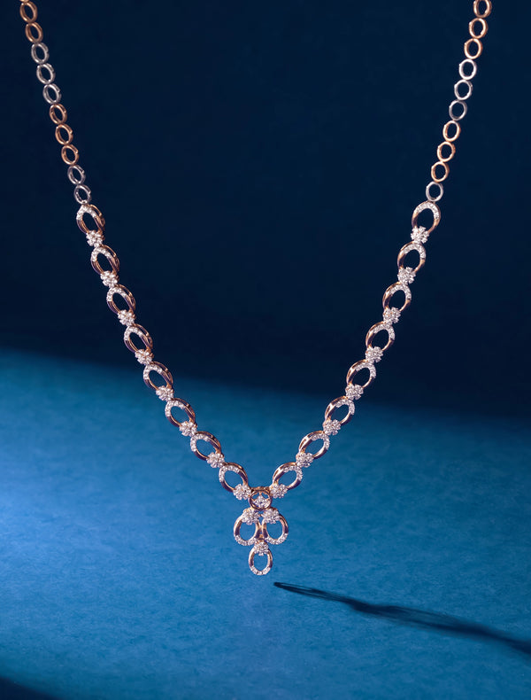 Round Brilliant Open Oval Link Diamond Necklace