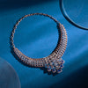 Blue Sapphire & Diamond Lattice Bib Collar Necklace