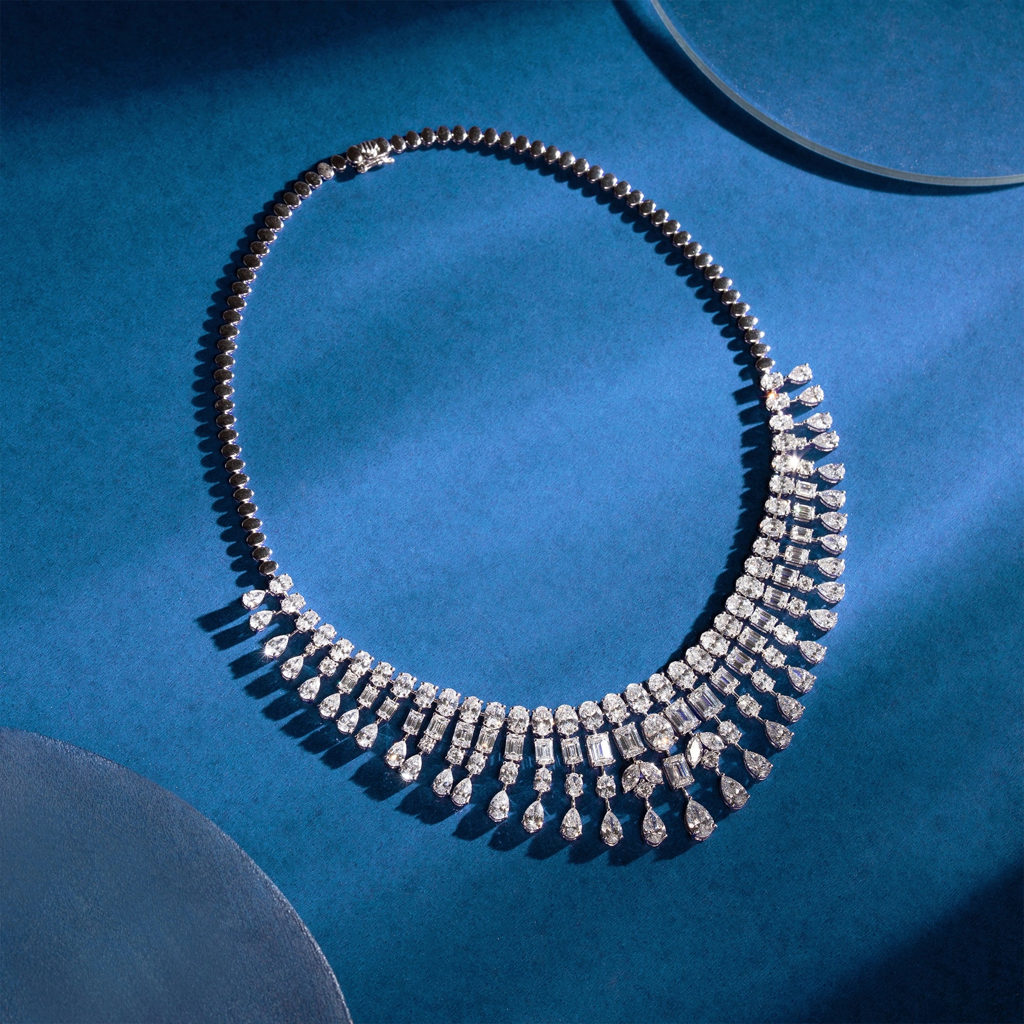 Mixed Fancy Cut Diamond Fringe Collar Necklace