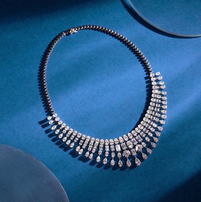 Mixed Fancy Cut Diamond Fringe Collar Necklace