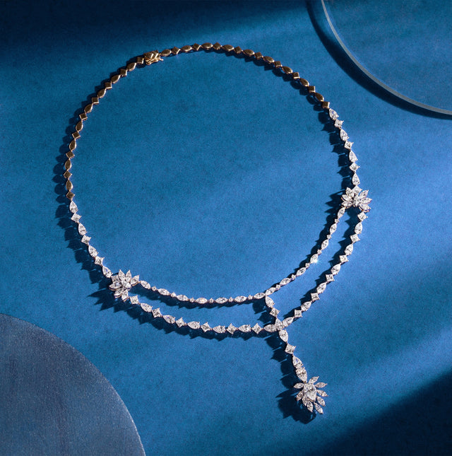 Marquise & Pear Diamond Double Swag Necklace