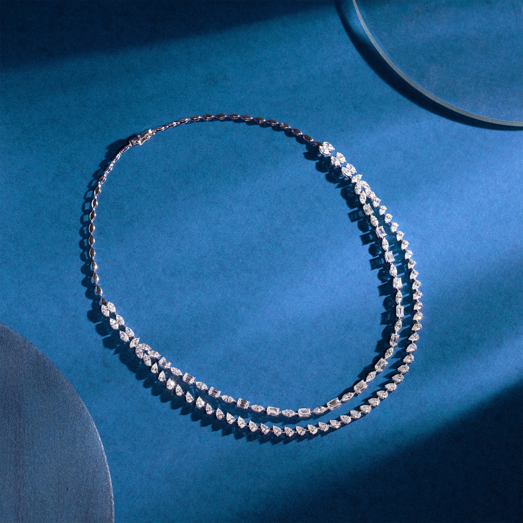 Mixed Cut Double Strand Diamond Tennis Necklace