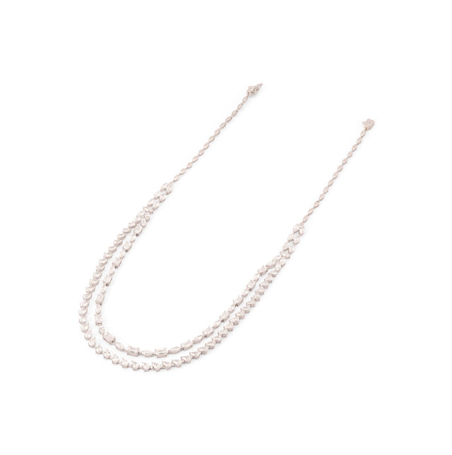 Mixed Cut Double Strand Diamond Tennis Necklace