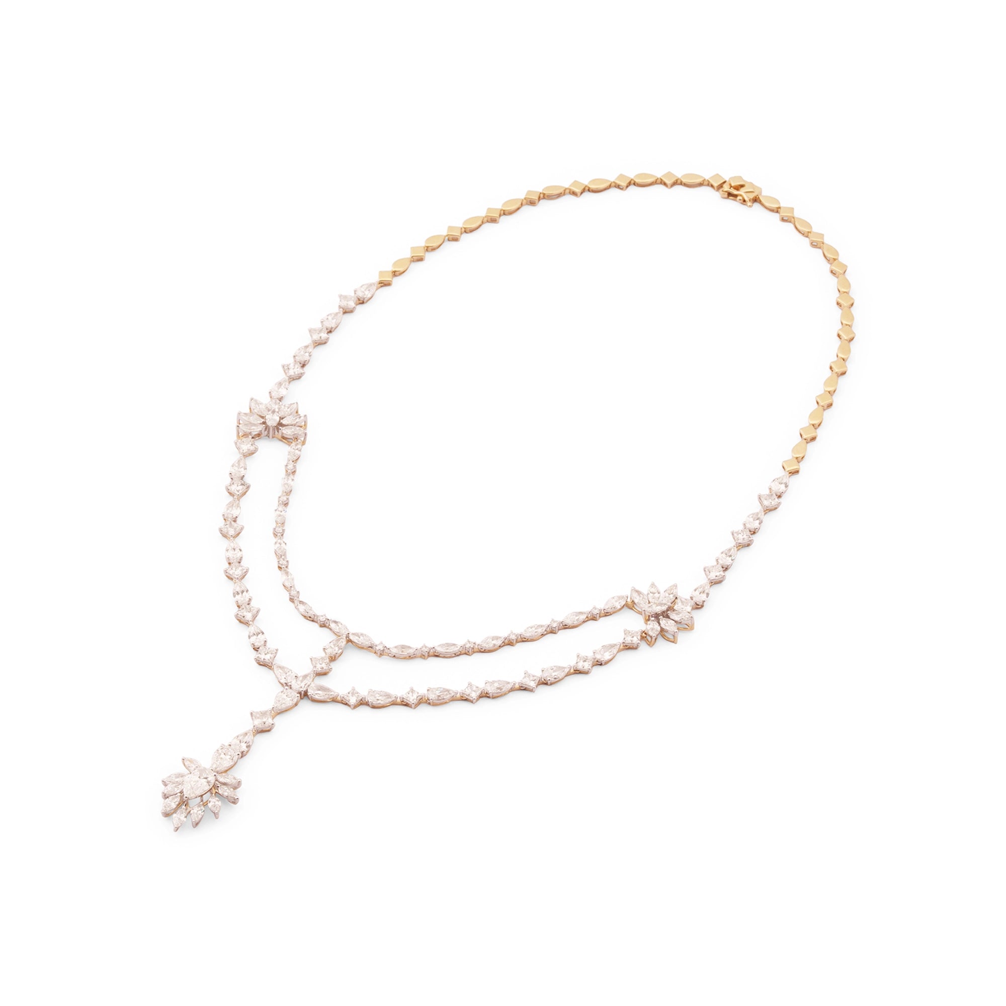 Marquise & Pear Diamond Double Swag Necklace