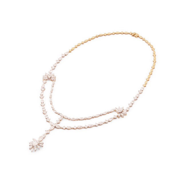 Marquise & Pear Diamond Double Swag Necklace