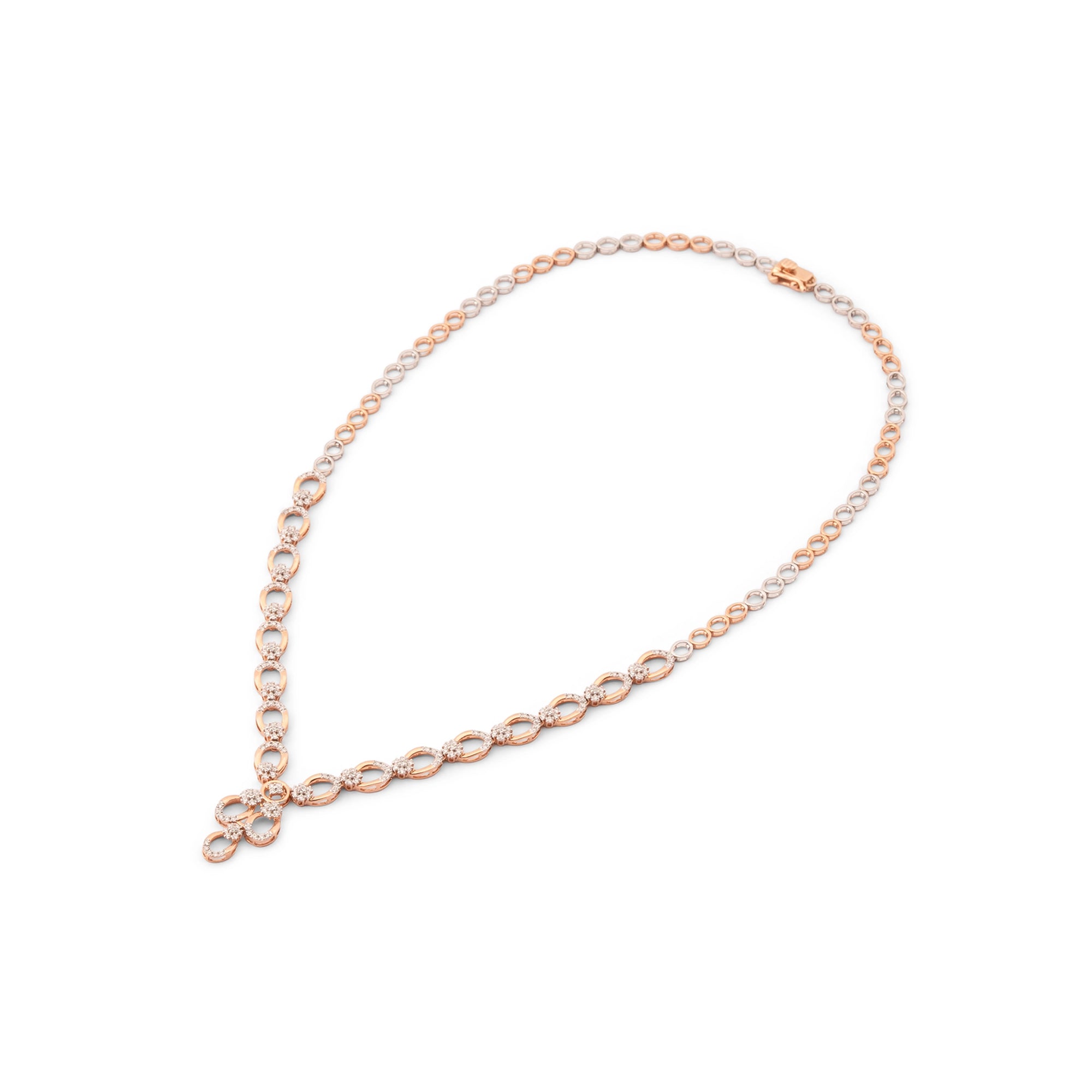 Round Brilliant Open Oval Link Diamond Necklace