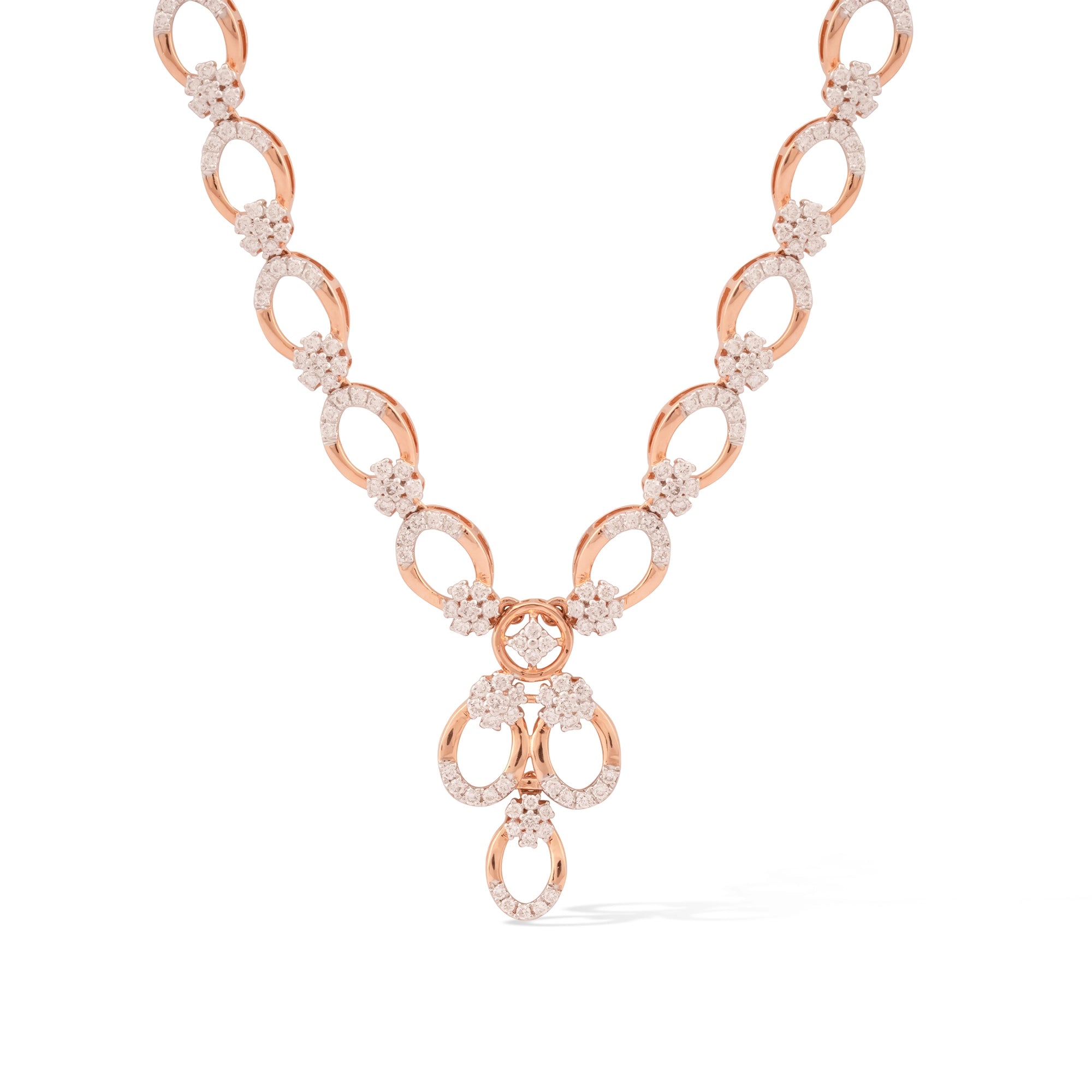 Round Brilliant Open Oval Link Diamond Necklace