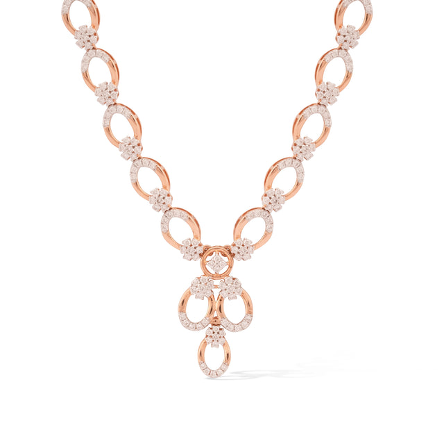 Round Brilliant Open Oval Link Diamond Necklace