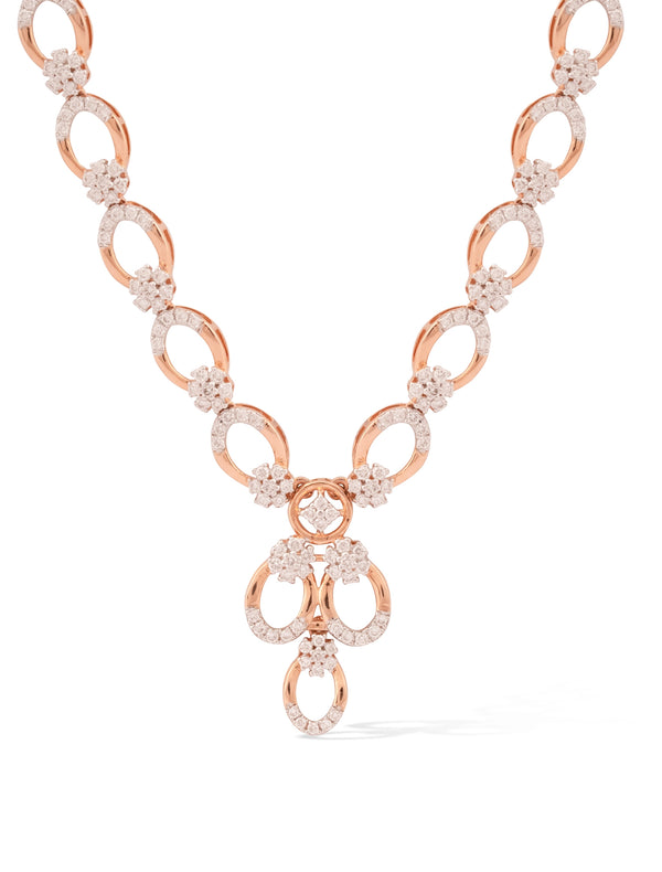 Round Brilliant Open Oval Link Diamond Necklace
