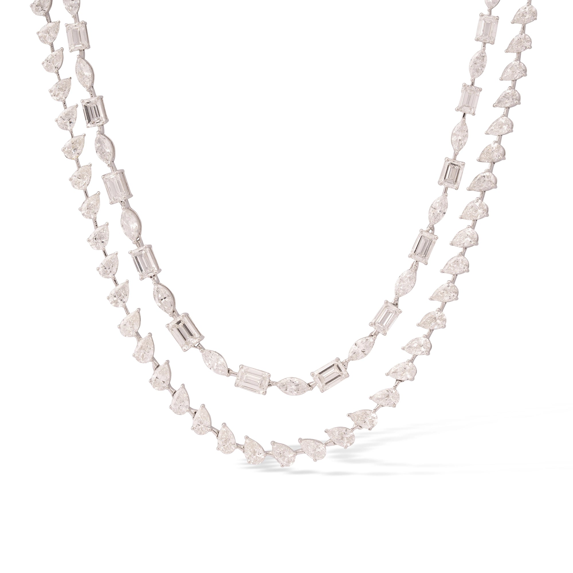 Mixed Cut Double Strand Diamond Tennis Necklace