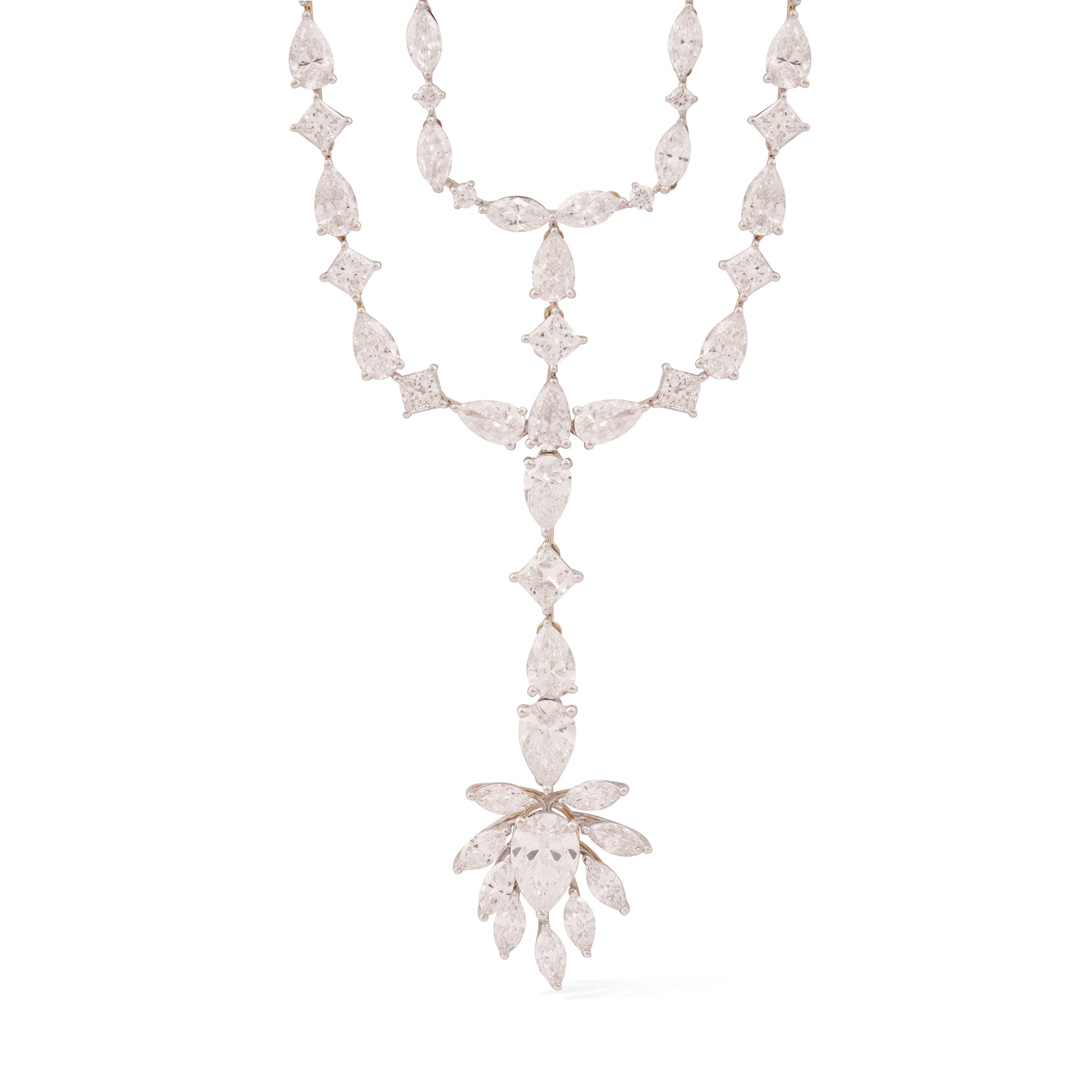 Marquise & Pear Diamond Double Swag Necklace