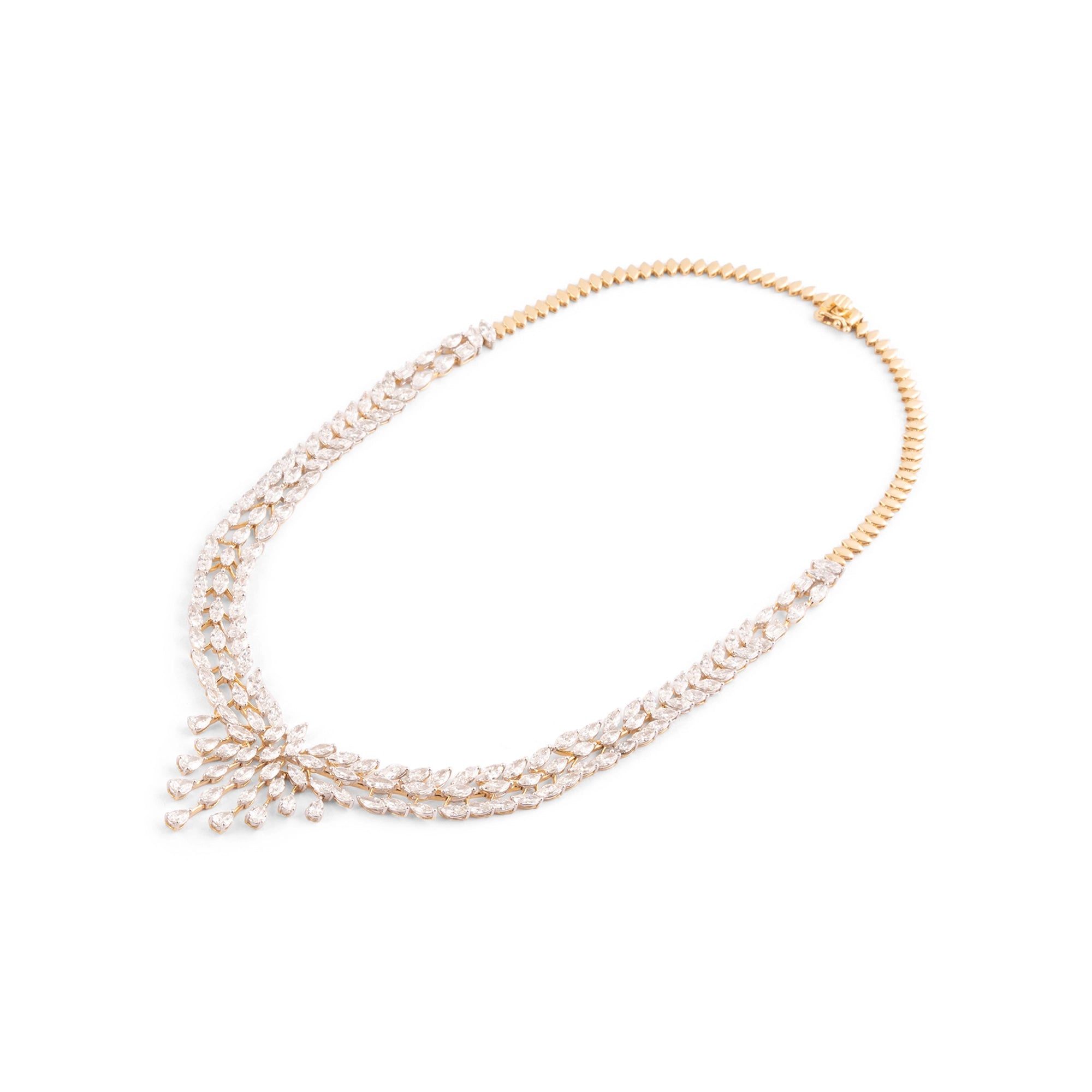 Marquise & Pear Diamond Triple Strand Wheat Necklace