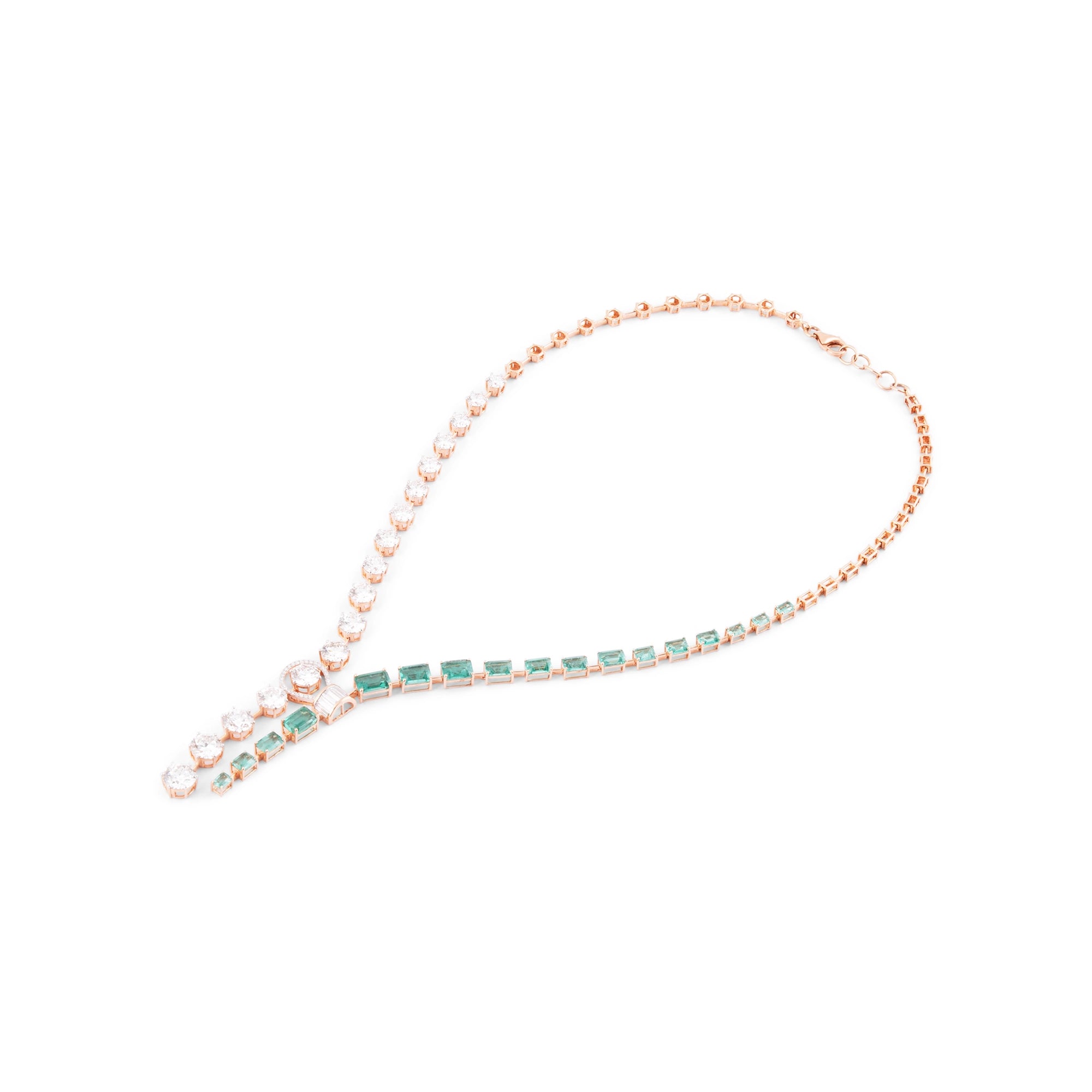 Diamond and Emerald Station Necklace
