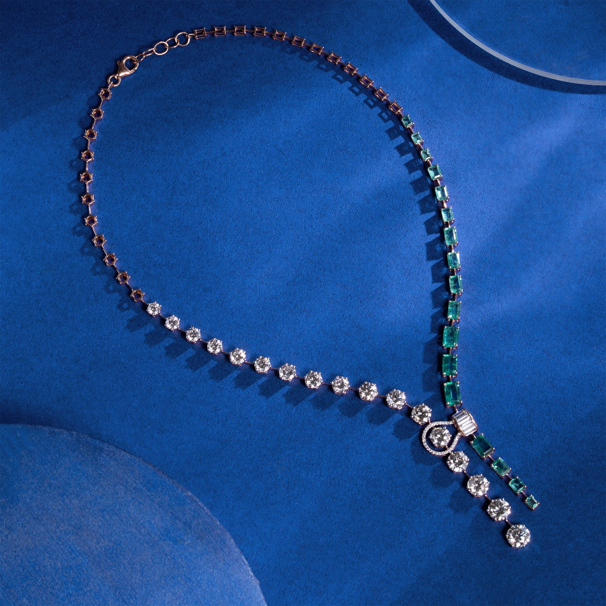 Diamond and Emerald Station Necklace